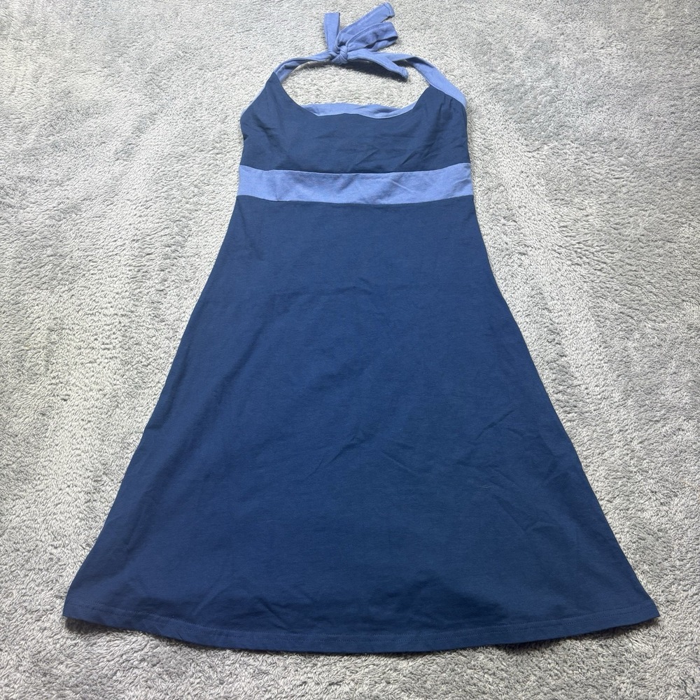 Patagonia Iliana Dress Womens S Blue Halter Knee Length Organic Cotton Open Back